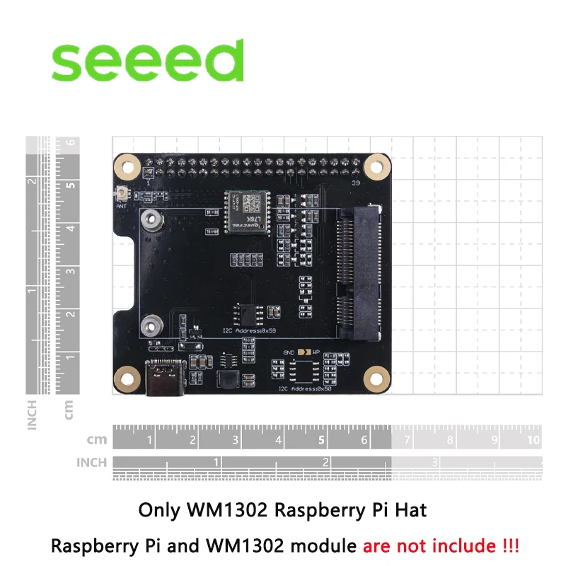 Seeed WM1302 Raspberry Pi Hat for connecting WM1302 LoRaWAN module, mini-PCIe form-factor, LoRa Concentrator Semtech SX1302