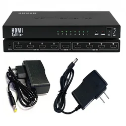 1 in 8 out HDMI Splitter 4K 30Hz 8 Port HDMI Splitter 1x8 Video Distributor Converter Adapter for PC Loptop PS4 DVD Projector TV