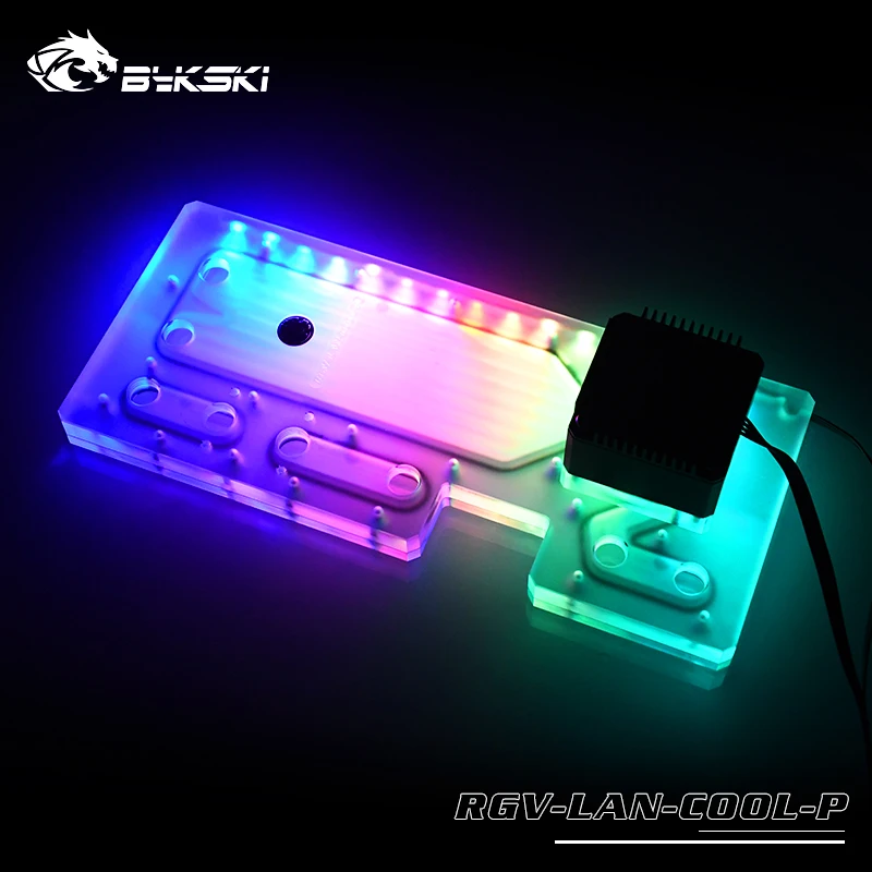 BYKSKI Akrilik Plat/Papan Distro Digunakan untuk Casing Komputer LIANLI LanCool II untuk CPU dan Blok GPU/Pompa Combo DDC Sinkronisasi Lampu RGB