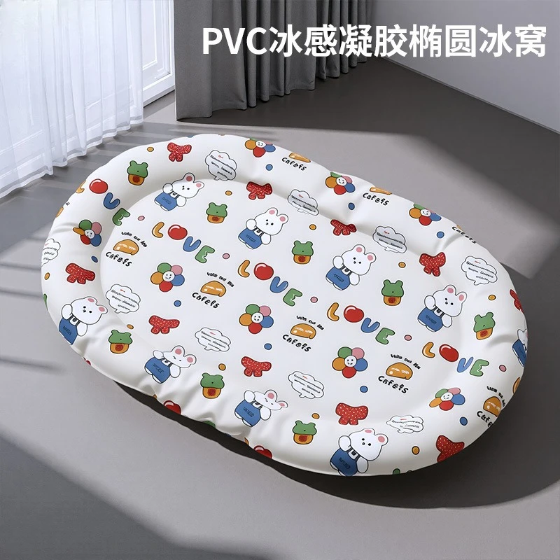 

Summer Pet Cooling Pad PVC Gel Ice Mat for Dogs Cats Oval Bed Anti Heat