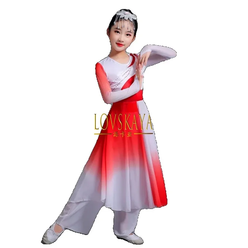 Tenue de performance de chanson rouge patriotique de style chinois, tenue de danse pour enfants, tenue de chorale du jour de l'an, danse classique élégante