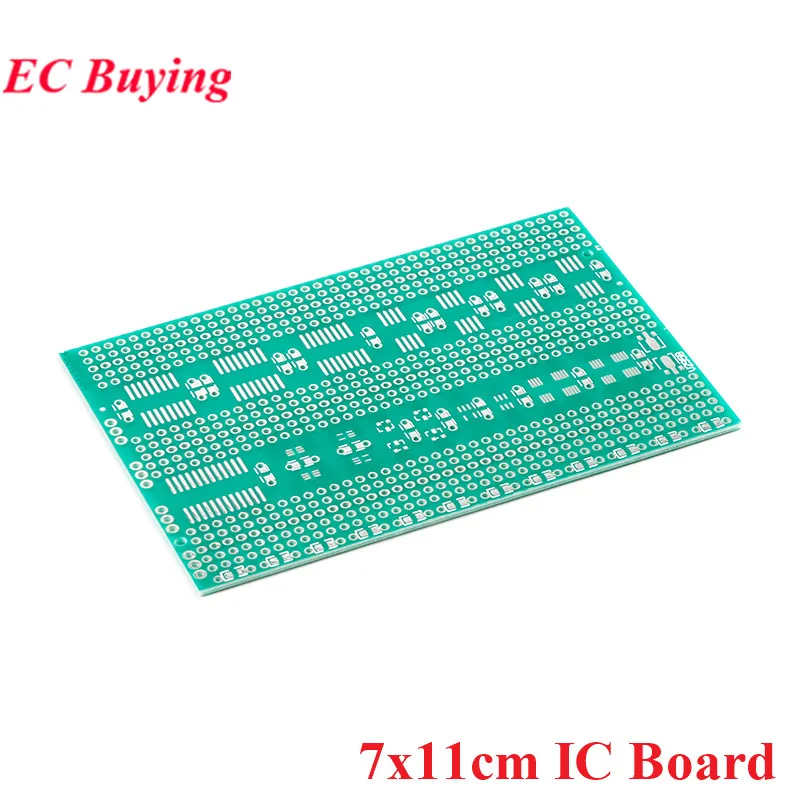 7x11cm satu sisi SMD Universal PCB papan sirkuit Transfer Adapter uji plat untuk IC Resistor kapasitor dioda/Triode/Transistor