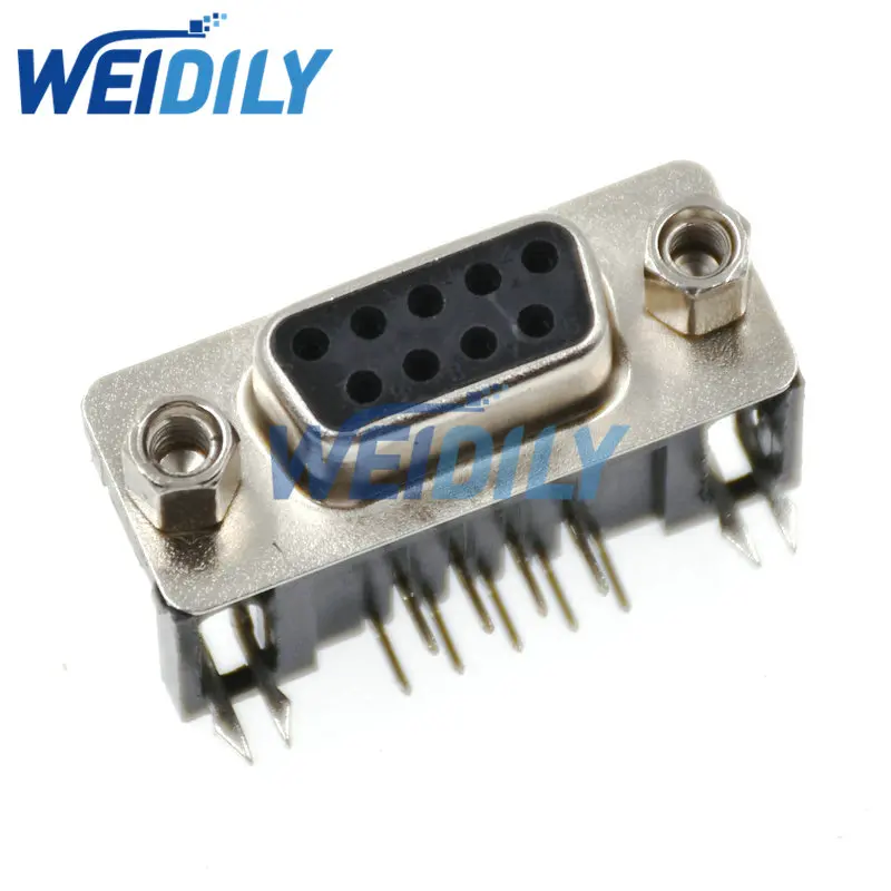 5PCS DB9 Female Male PCB Mount D-Sub 9 pin PCB Connector RS232 Connector 90-degree Bent Needle DR9