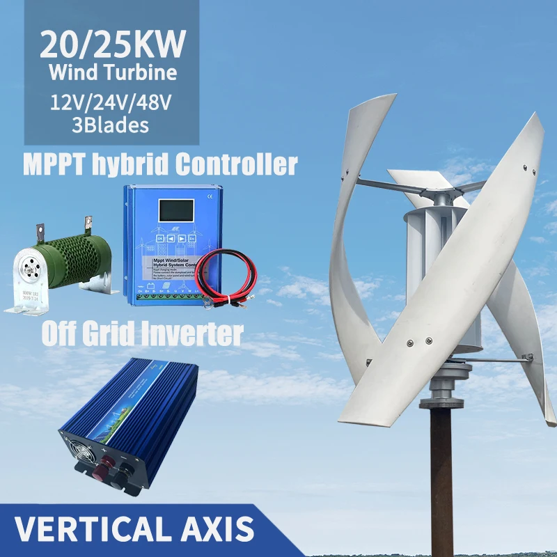 

Wind Turbine 12/24/48v Generator Low Start Windmill Speed Free Alternative Energy 3 Blades With MPPT Hybrid Controller