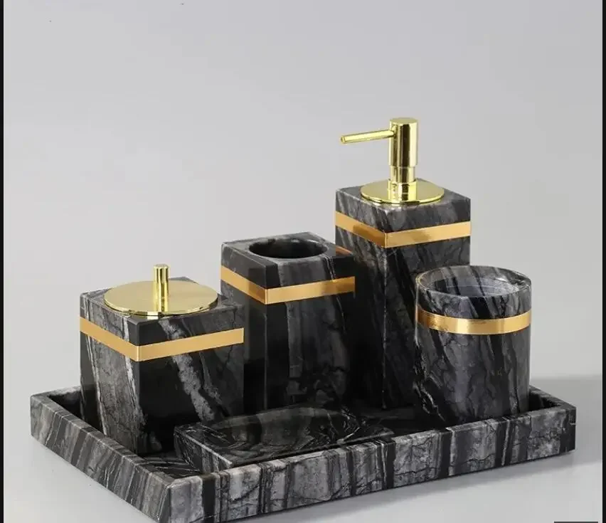 

Мраморная чашка для рта и дозатор жидкого мыла, набор домашних туалетных принадлежностей, бутылка для дезинфицирующего средства для рук в отеле, креативный набор аксессуаров для ванной комнаты
