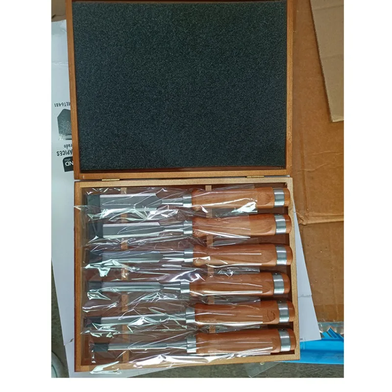 6 PCS CRV Woodworking Chisel Set Box 6/10/12/16/20/25MM High Quality Wooden Handle Chisel Kit Profession Wood Carving Hand Tool