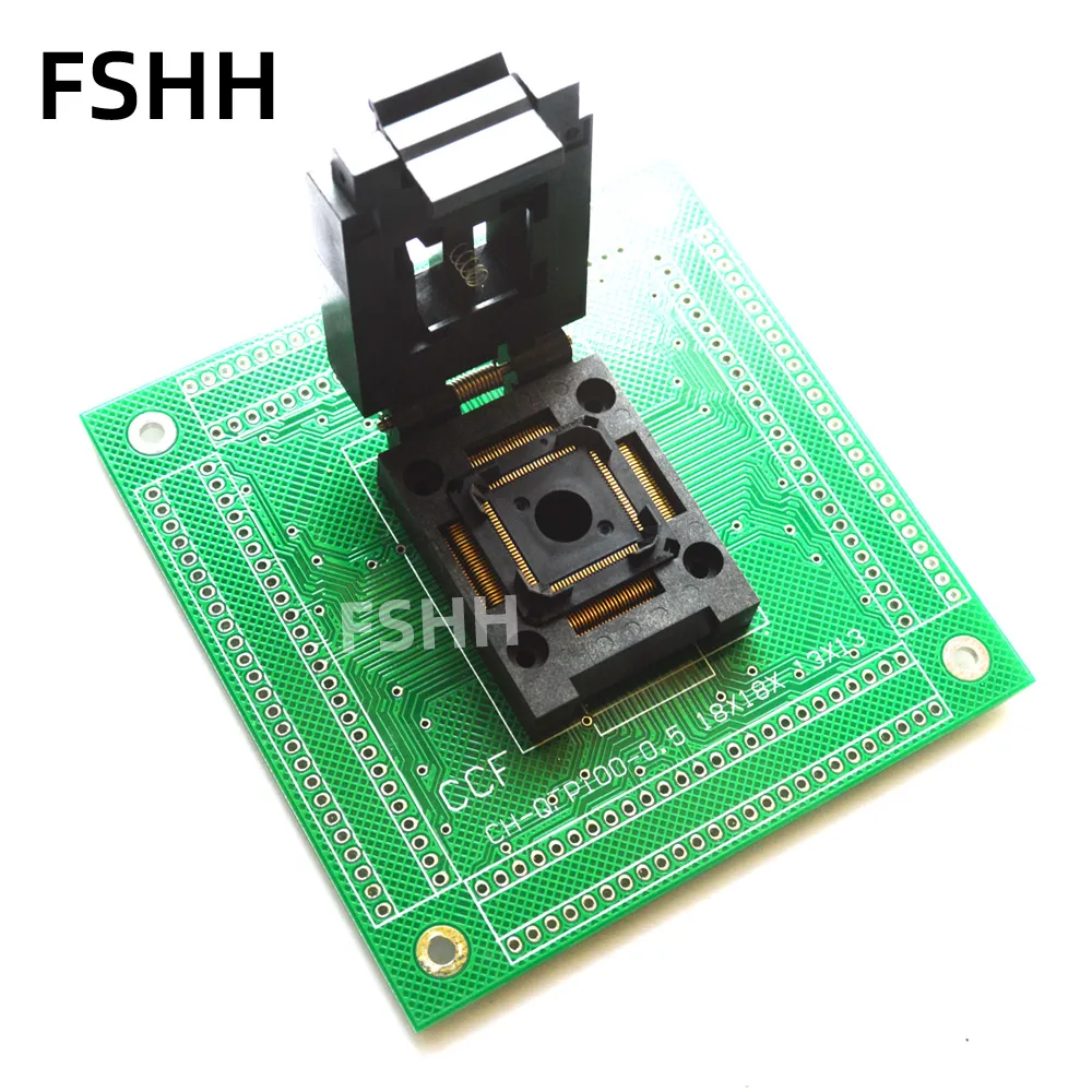 Clamshell FPQ-100-0.5-10A test socket FPQ100 TQFP100 LQFP100 QFP100 socket 0.5mm 13X13mm 18X18mm