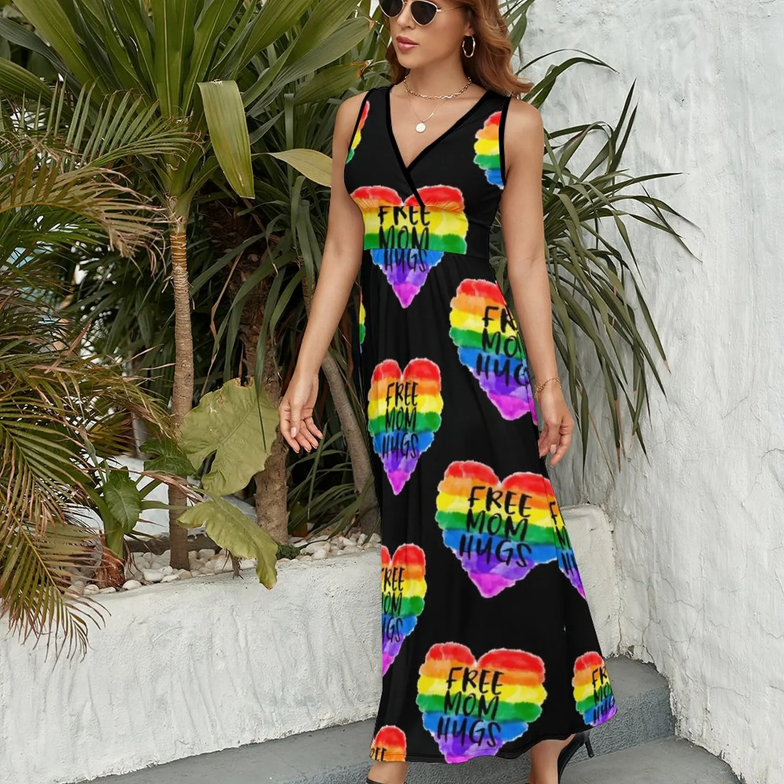 Free Mom Hugs Rainbow Heart LGBT Supports Sleeveless Dress ladies dresses for women 2023 dresses for woman Elegant gown