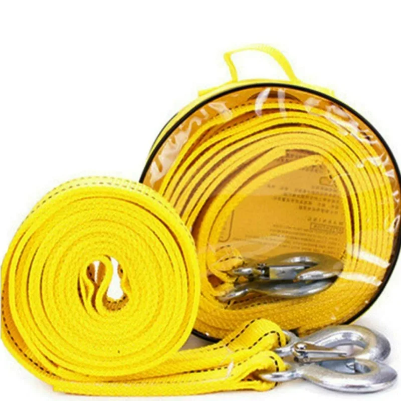 Cuerda de remolque de nailon para coche, correa de remolque resistente con ganchos, cuerda de recuperación y fijación, pieza de automóvil