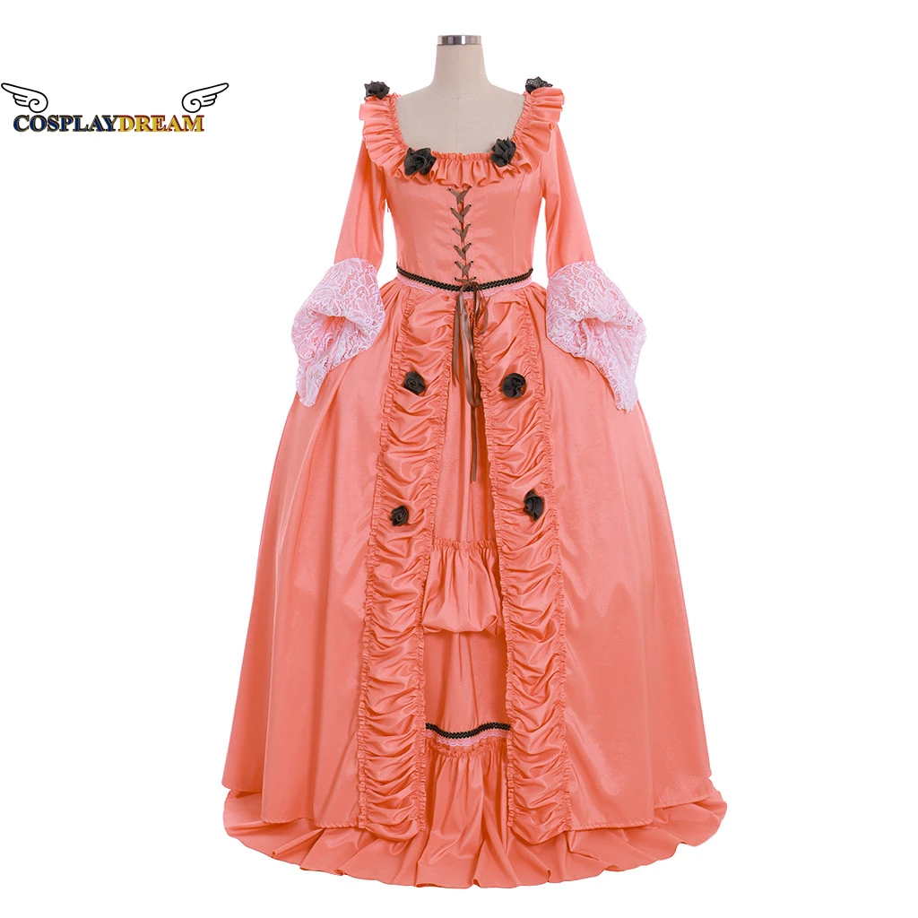 

Women Rococo Court Gown Queen Princess Ball Gown Dress 18th Century Marie Antoinette Orange Noble Dress Colonial Georgian Dress