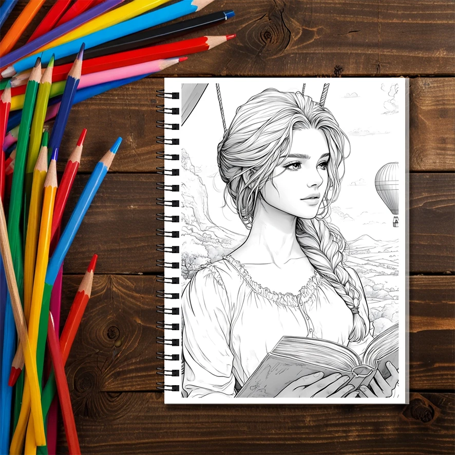 Adult Coloring Book 8.3x11.2 Inches 22 Pages Beauty Character Design Stress Relief Emotion Positivity Focus