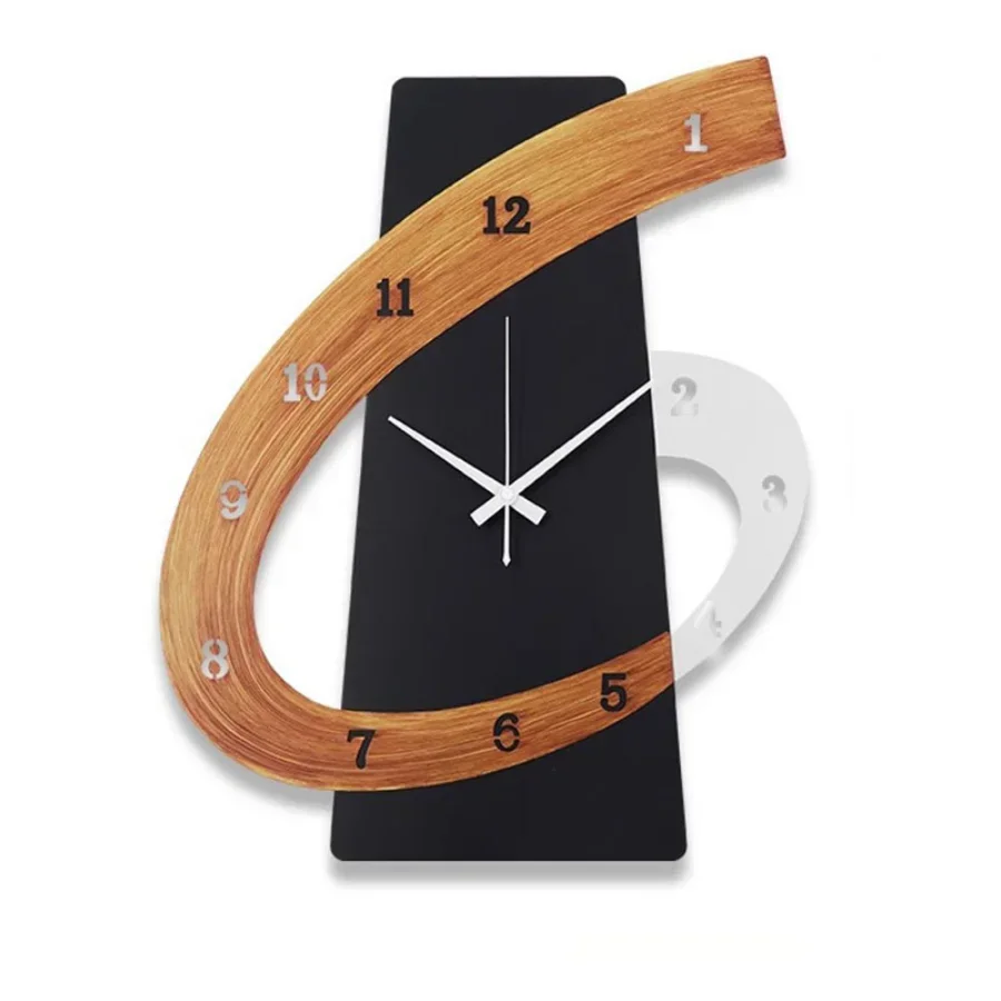 

Home Wall Clock Living Room Gift Art Deco Wooden Unique Wall Clock Quartz Numbers Black Modern Design Silent Horloge
