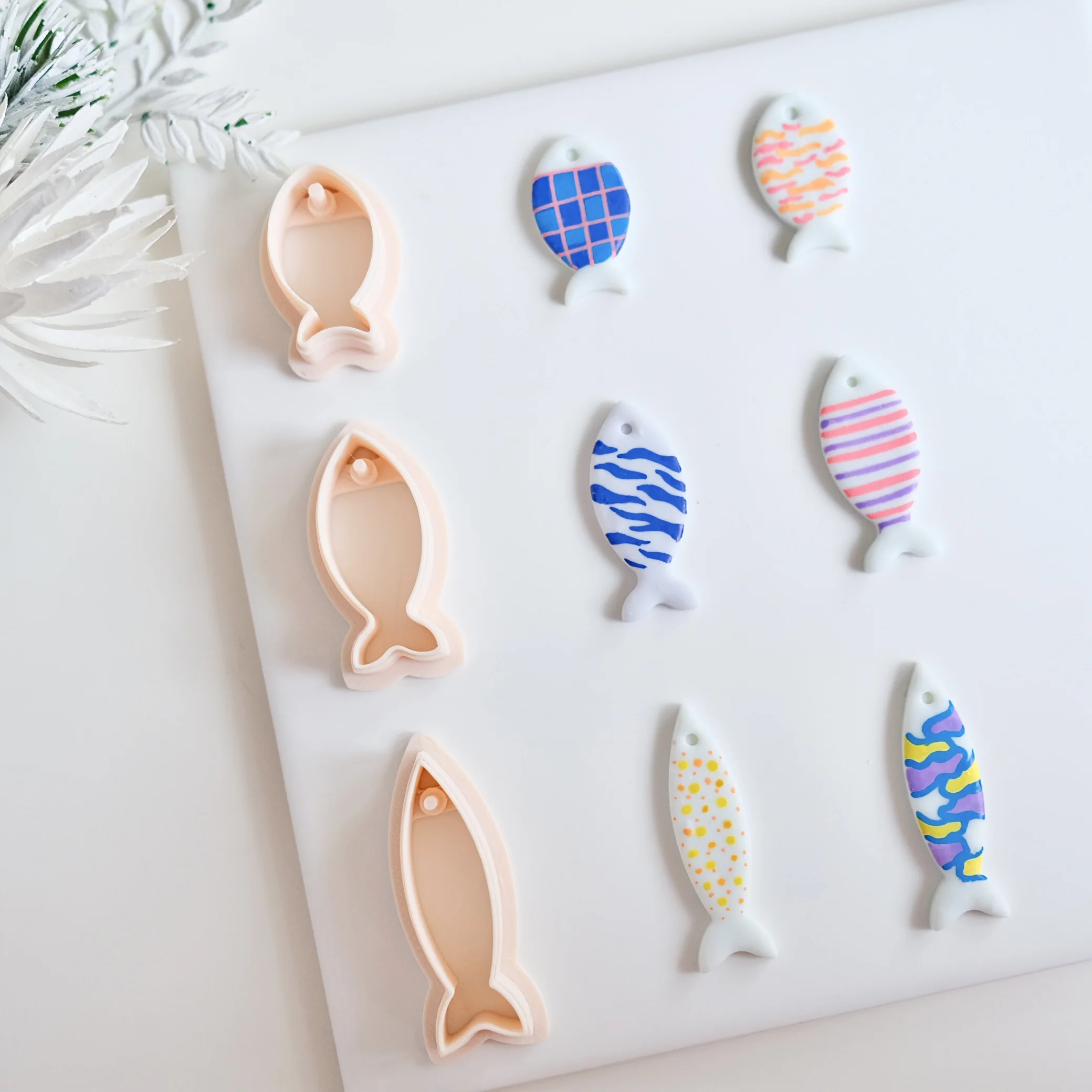 3 Stück/Set kleine Fischform-Ausstechformen aus Polymer-Ton für die Herstellung von Ohrringen, Tontformen im Fisch-Design für die Herstellung von Anhängern – Detail 5