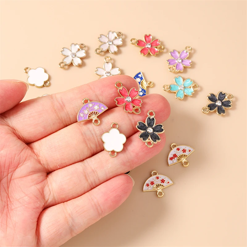 10 Stück niedliche, bunte Emaille-Blumen-Verbindungsstücke für die Schmuckherstellung, Armbänder, Halsketten, Ohrringe, DIY-Handarbeitszubehör – Detail 1