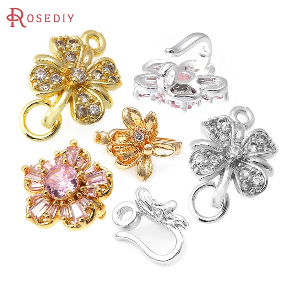 

18K Gold Color Brass and Zircon Flower Necklaces Bracelets Connect Clasps High Quality Diy Accessories Jewellery Making