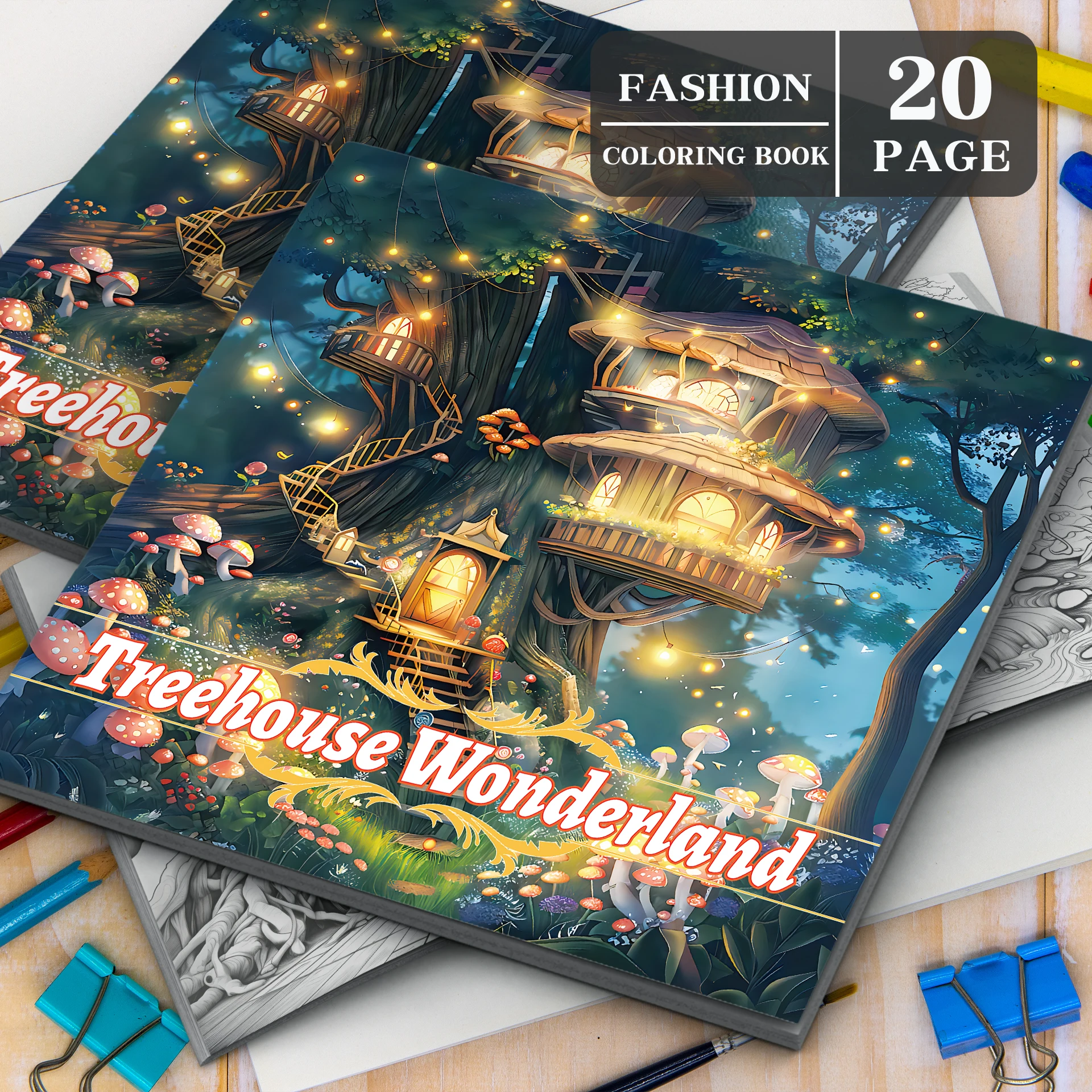 Treehouse Wonderland Adult Coloring Book 20Page Stress Relief Anxiety DIY Graffiti Painting Drawing Book Creative Art Hobby Gift