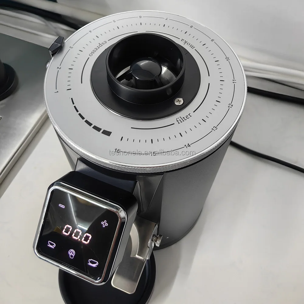 Electric Commercial 64mm Burr Coffee Grinder Stainless Housing with LED Touch Control  for Hotel  and Car Use