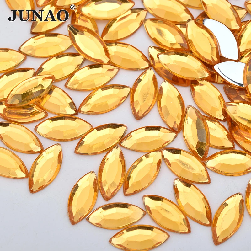 JUNAO 4*15mm 12*25mm Horse Eye Crystal AB Rhinestone Flatback Acrylic Crystal Stones Non Hotfix Strass For Garment Accessory