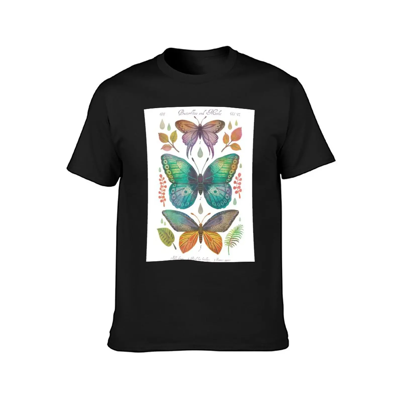 Butterflies and Moths Tab.VI T-Shirt sublime summer top aesthetic clothes Men's cotton t-shirt