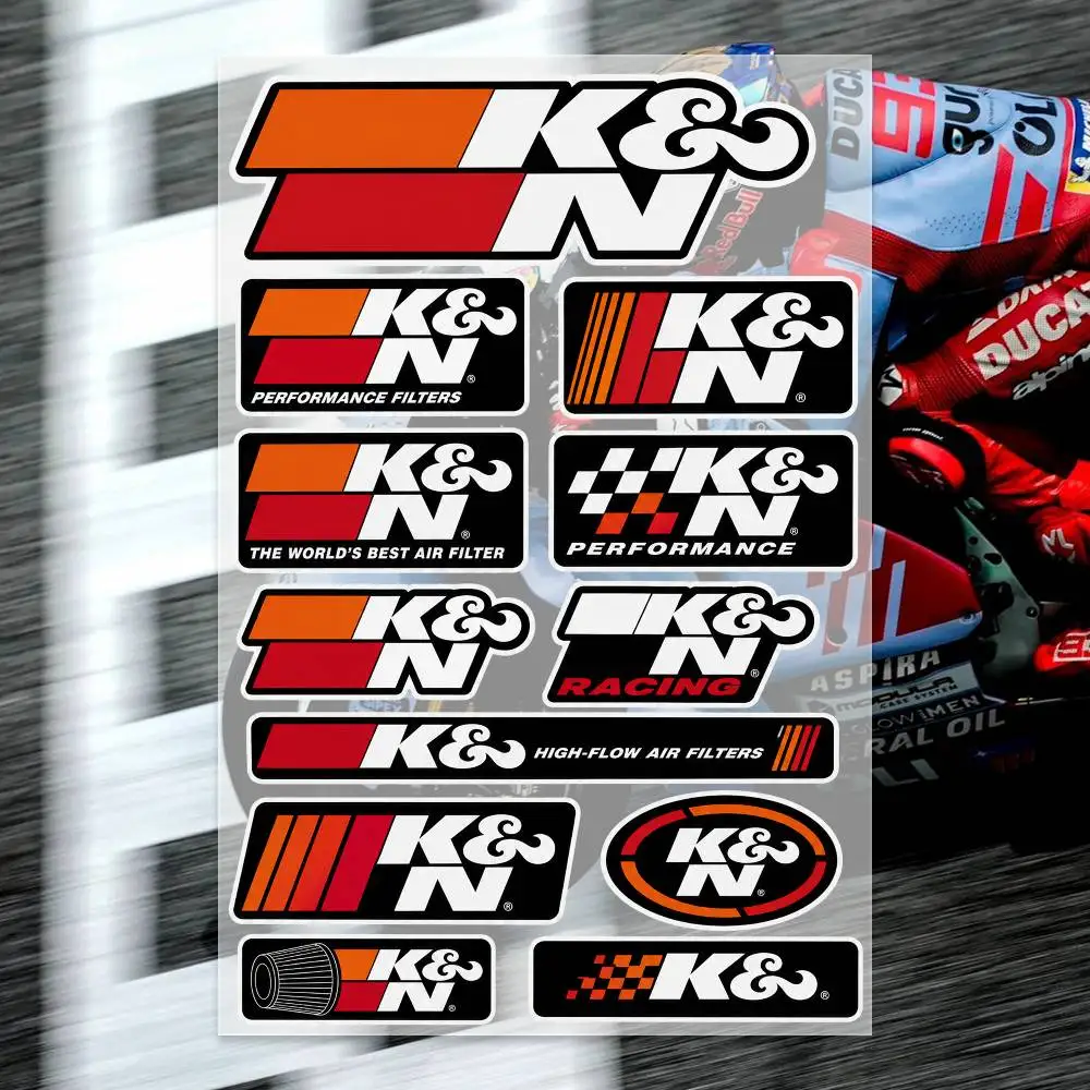 K&N  Decal Set High Quality Printed and Cut Stickers Motorcycle Sticker