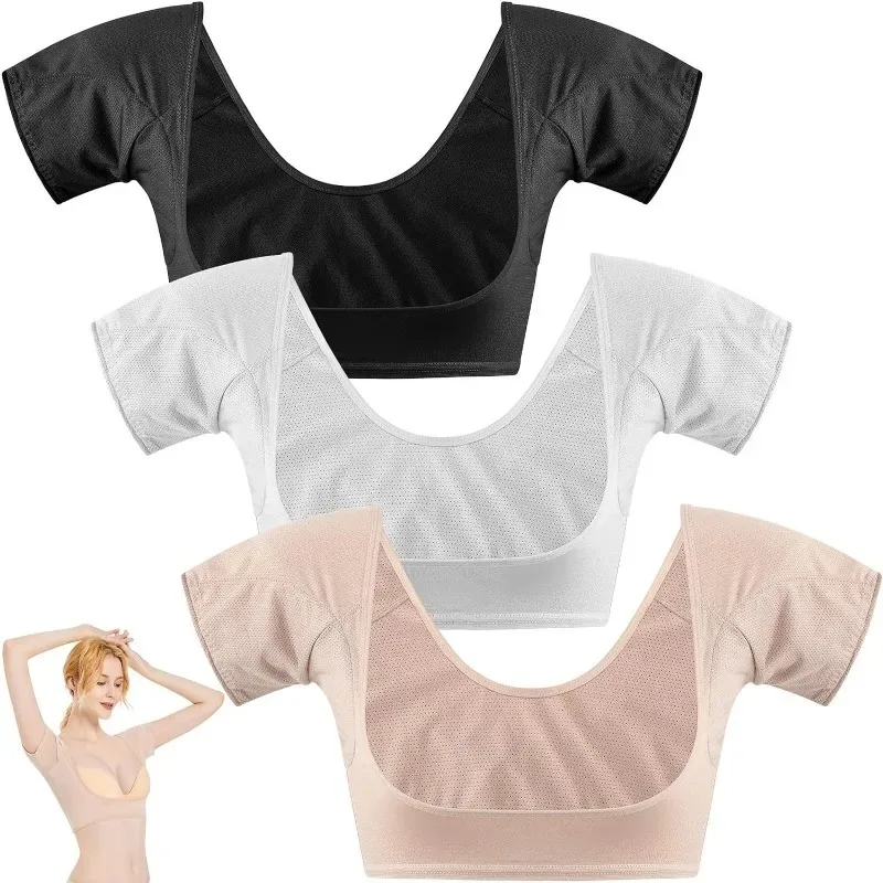 T-Shirt Shape Sweat Pad Summer Women Girls Reusable Washable Underarm Sweat Vest Daily Breathable Solid Color Sweats Proof Vest