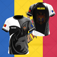 Moldova Flag & Coat of Arms Graphic Tee Summer Cool Sportswear Men's Fashion Loose T-shirts Boy Oversized Short Sleeve Tops