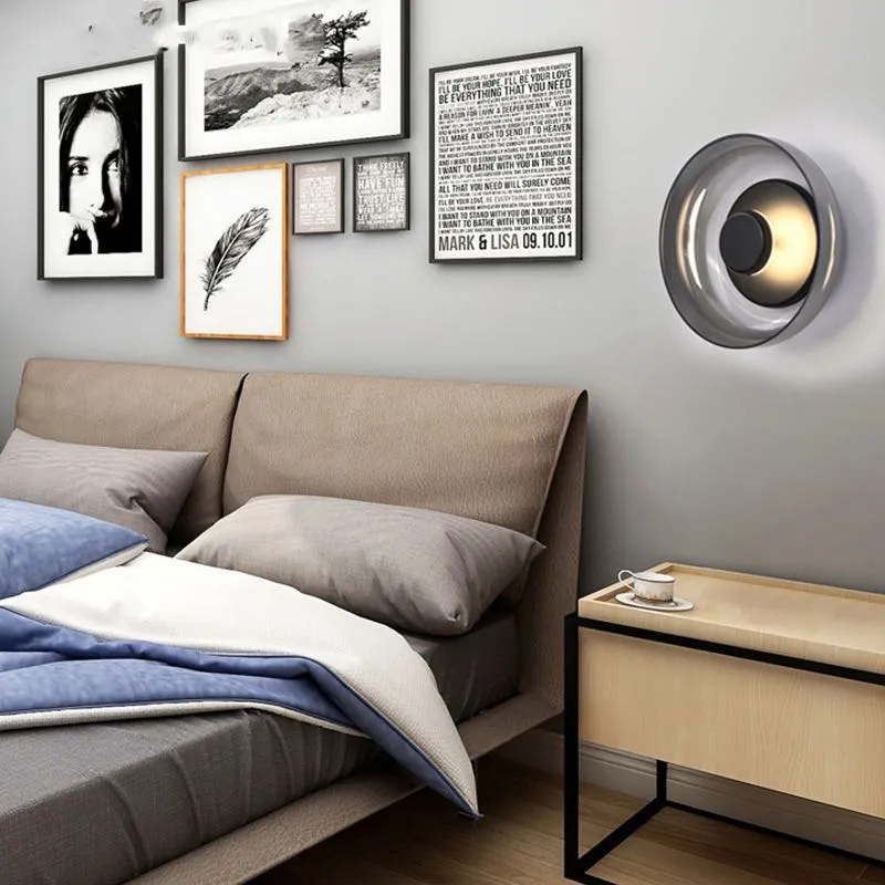 Nordic Postmodern Minimalist LED Wall Lamp Bedroom Headboard Study Living Room Atmosphere Creative Designer Hotel Glass Lights