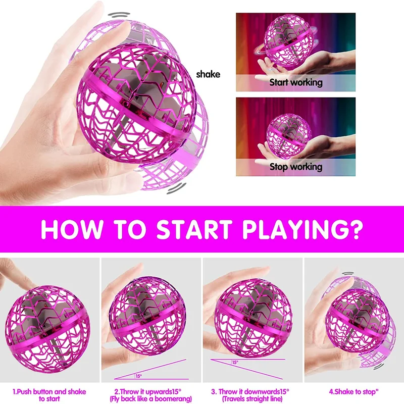 Original Product Flying Ball Boomerag Hover Ball LED Light Rotating Toy Fl Ying Drone Ball Indoor and Outdoor Children's Gift