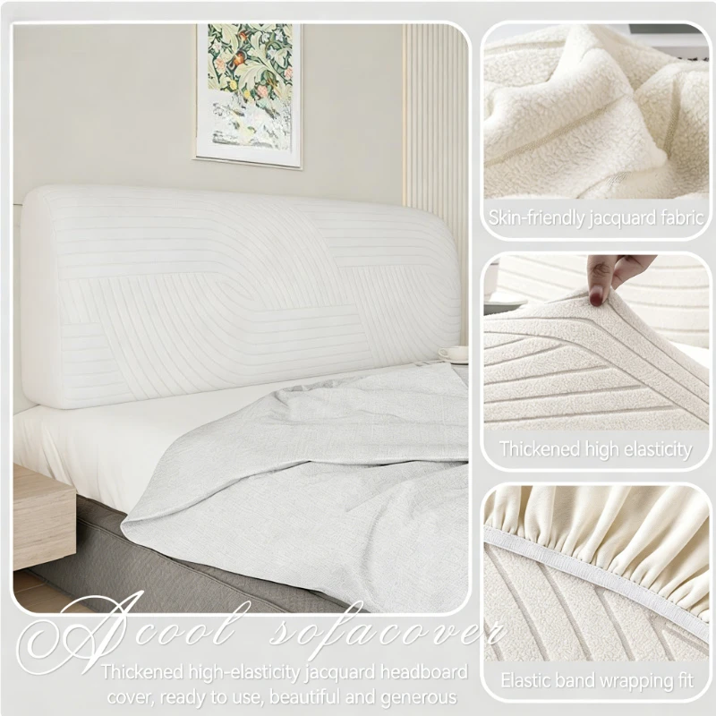 Spring Summer Solid Color High Elastic Bed Head Cover All-inclusive Universal Bedside Protector Dustproof Home Bedroom Decor