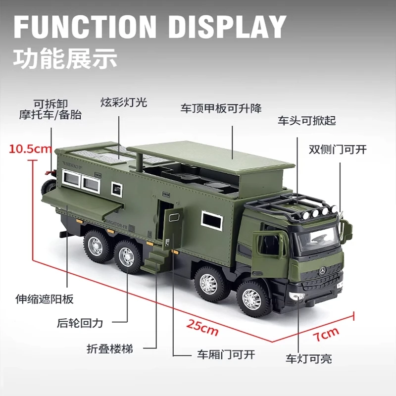 1:24 NOMADISM الملاح بنز Arocs 8X8 سبيكة يموت يلقي لعبة سيارة نموذج الصوت والضوء لعبة أطفال المقتنيات هدية عيد