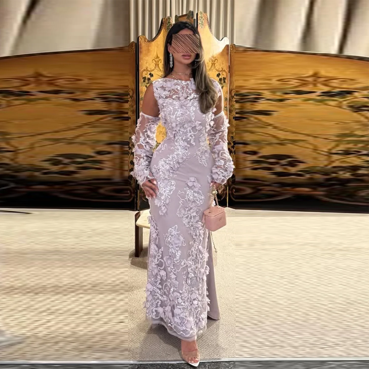 

Ретро кружевное платье для выпускного вечера с длинными рукавами на молнии сзади с большим бантом атласные вечерние платья длиной до пола женское вечернее платье