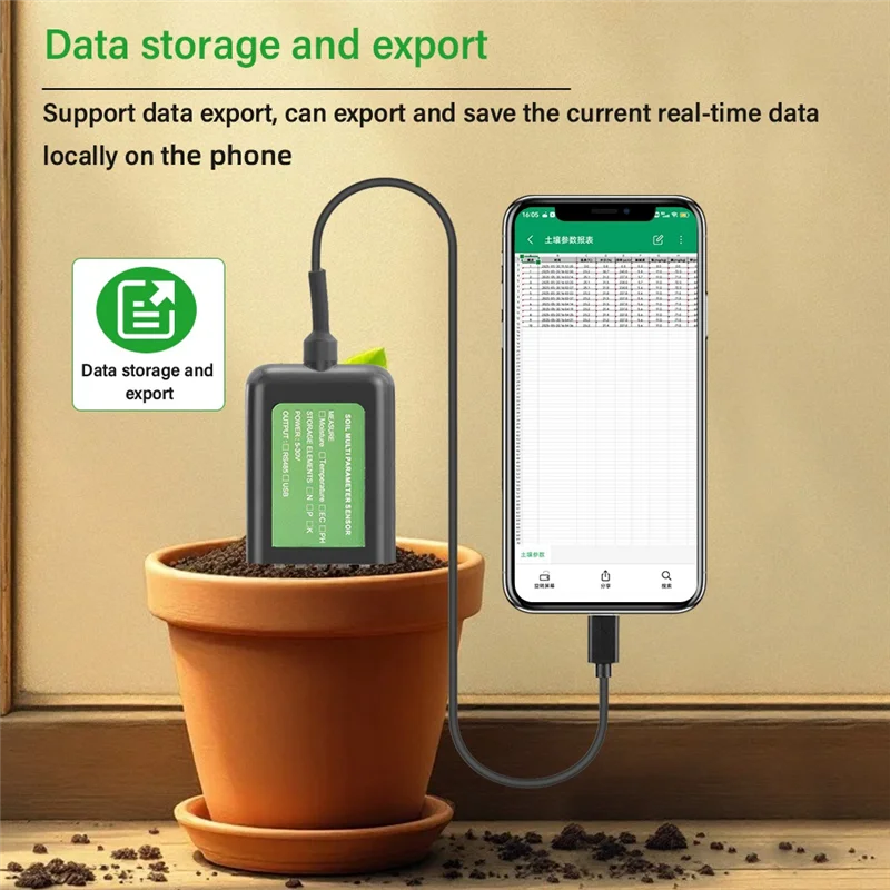 

A25F-Soil Moisture Tester PH Meter Soil Analyzer USB Smart Garden Soil Nutrient Sensor For Android Home For Greenhouse Farmer