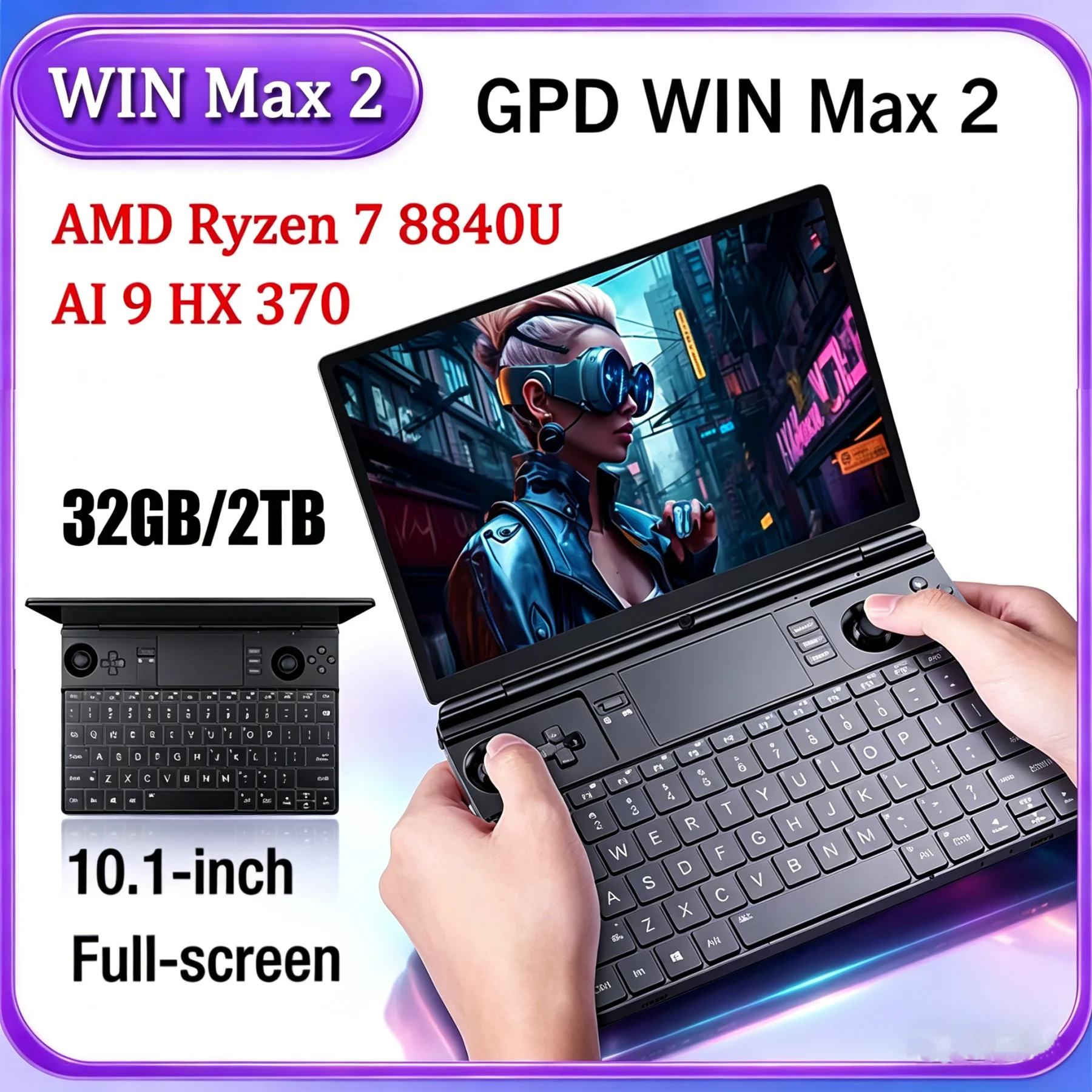 GPD WIN Max 2 2025 New Gaming Notebook AMD 8840U AI9 HX370 32GB LPDDR5 1TB 2TB SSD Mini Laptop In Stock