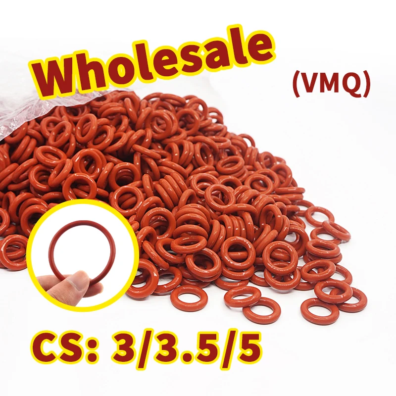 

O-ring wholesale thickness 3/3.5/5mm cross-section VMQ link red silicon rubber gasket seal o ring rubber elastic Free Shipping