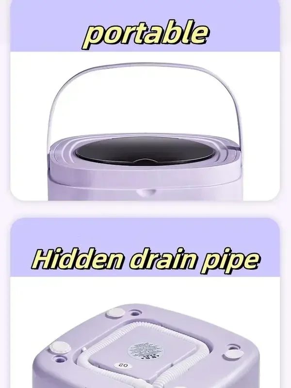 เครื่องซักผ้าพับแบบพกพาขนาด 11 ลิตร, พับได้ความจุขนาดใหญ่สีม่วง, เครื่องซักผ้าขนาดเล็ก, เสื้อผ้าเด็กและเสื้อผ้าขนาดเล็ก