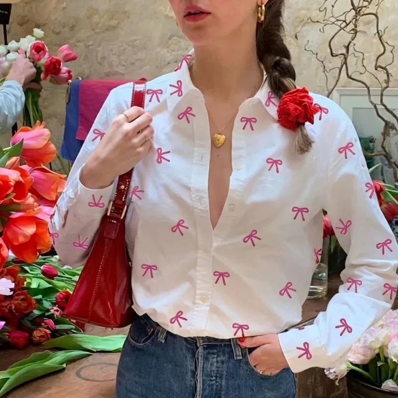 

Talenza Women's Elegant Printed Blouses Fashion Vintage Contrast Patchwork Loose Shirts Summer Casual High Street Women's Shirt