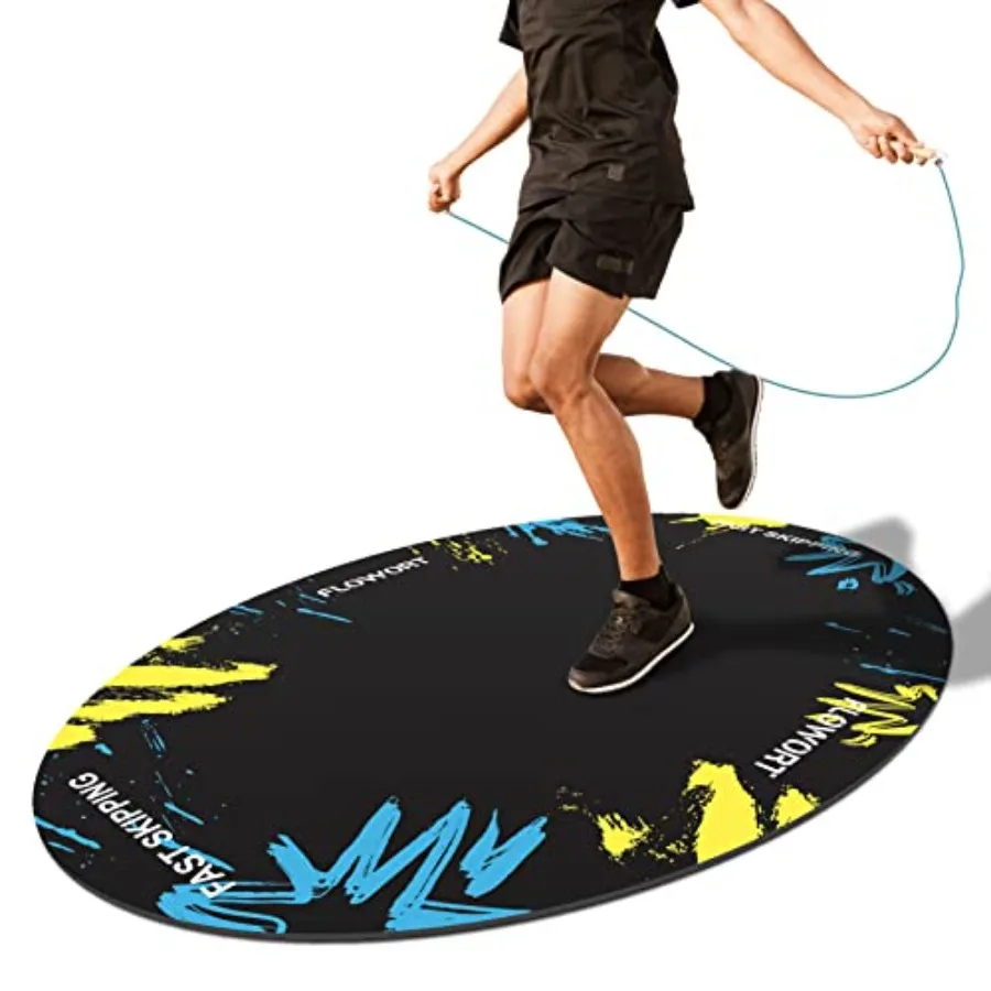 

Cheete Jump Rope Mat Large Rubber Exercise Mat Indoor Outdoor Shock Absorbing Mat Non-Slip Oval Design for Floor and Rope Prote
