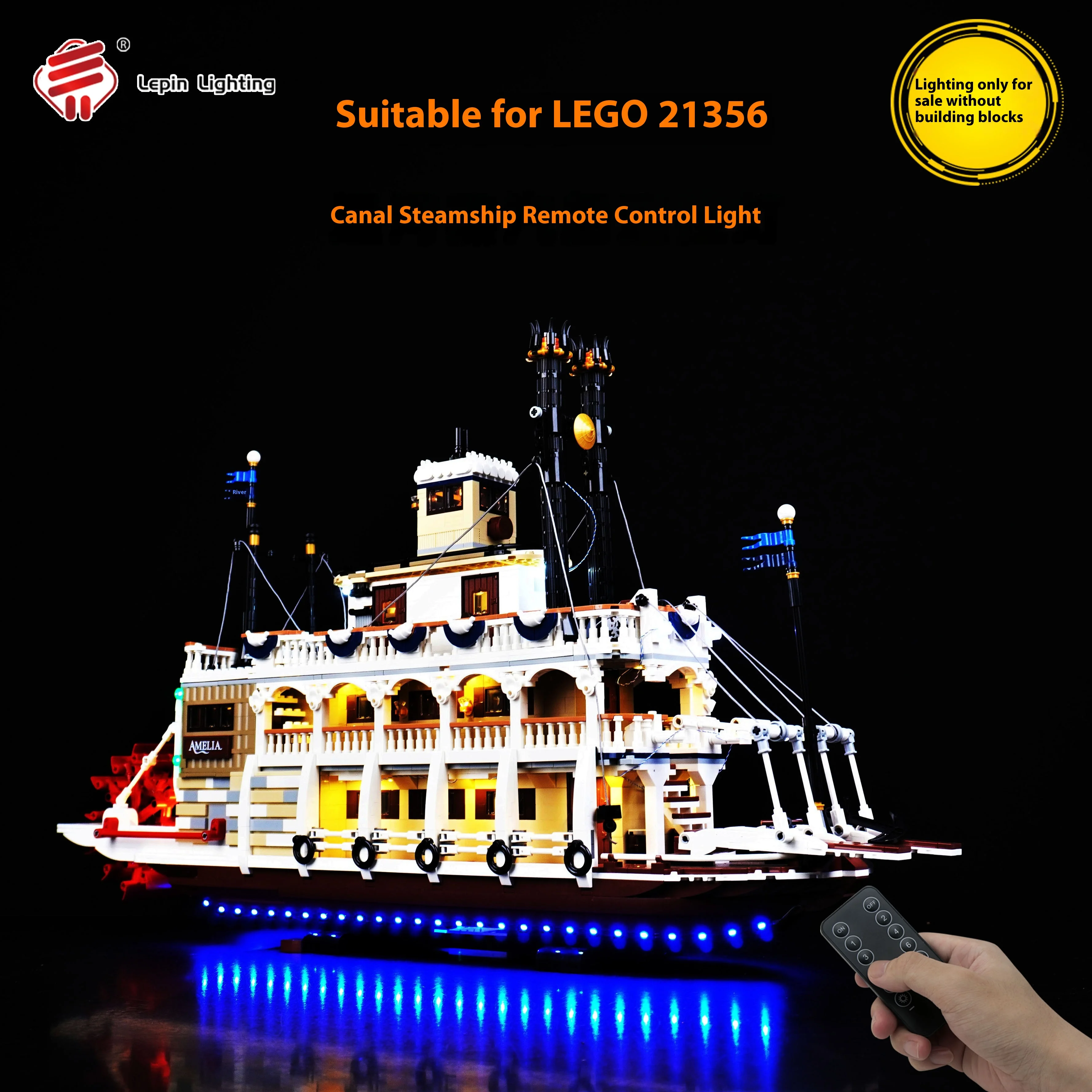 

LP Building Light Fixture - Suitable for Lego 21356 Canal Steamship IDEAS Building Blocks Remote Control Light for Cross-border