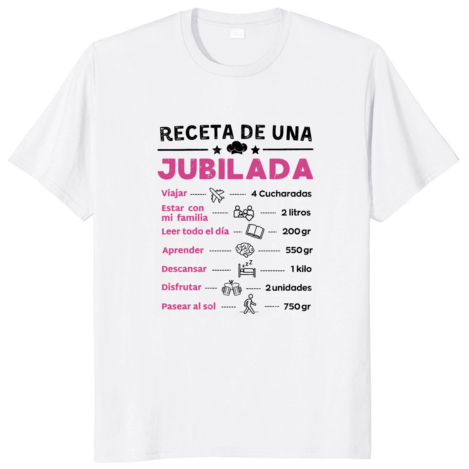 Spanish Retired Mom Papa Retirement Gift Retro Tops Recipes For Retirees T Shirt O-neck Unisex 100% Cotton Soft Tee Tops EU Size