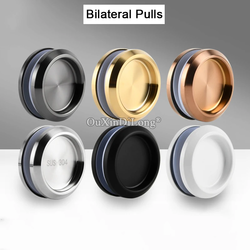 5Colors 304 Stainless Steel Round Bathroom Sliding Door Handle Shower Cabin Invisible Hidden Glass Door Pulls Handles for 8~12mm