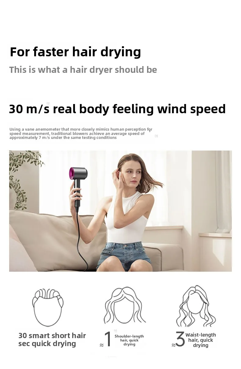 เครื่องเป่าผม ไอออนลบ ดูแลเส้นผม เงียบและแห้งเร็ว ลมแรงในครัวเรือน ไม่ทำลายท่ออากาศ