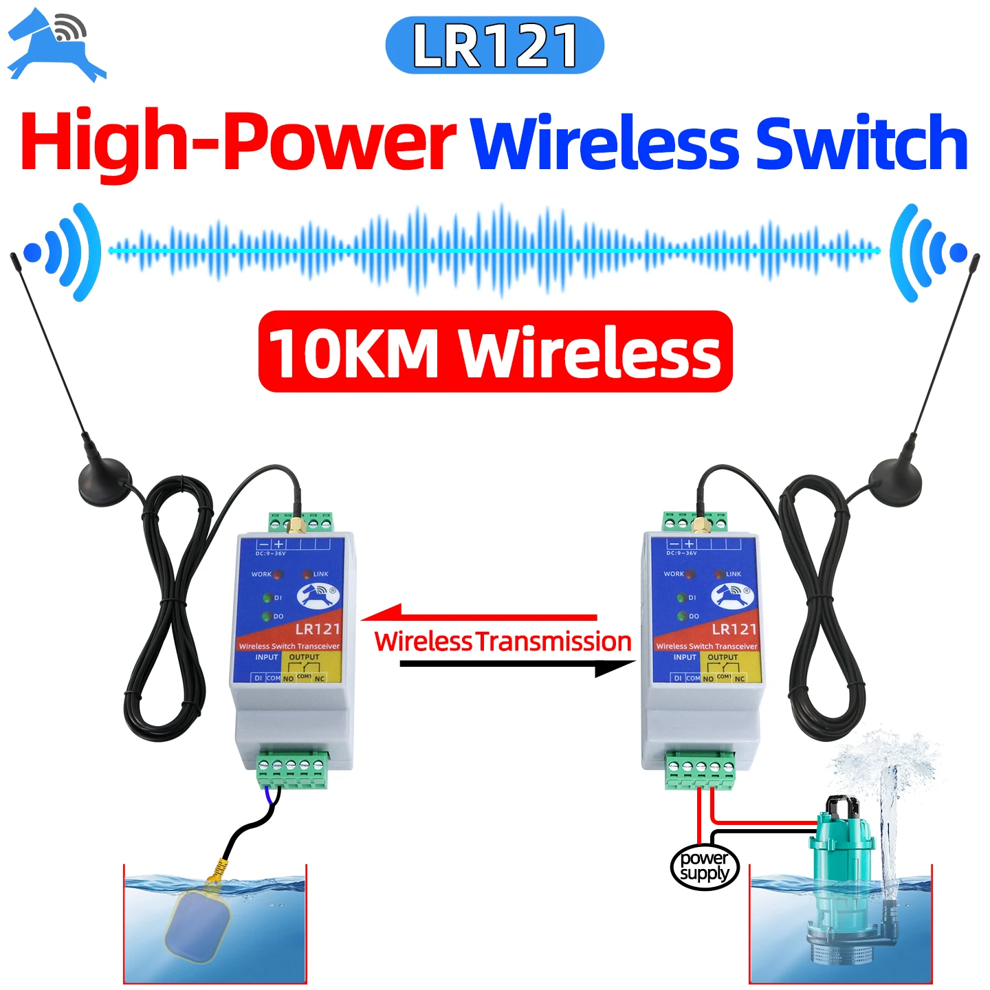 Remote 10km Wireless Switch Transmitter and Receiver Module Signal Enhancement Controller PLC Industrial  Control Switch LR121