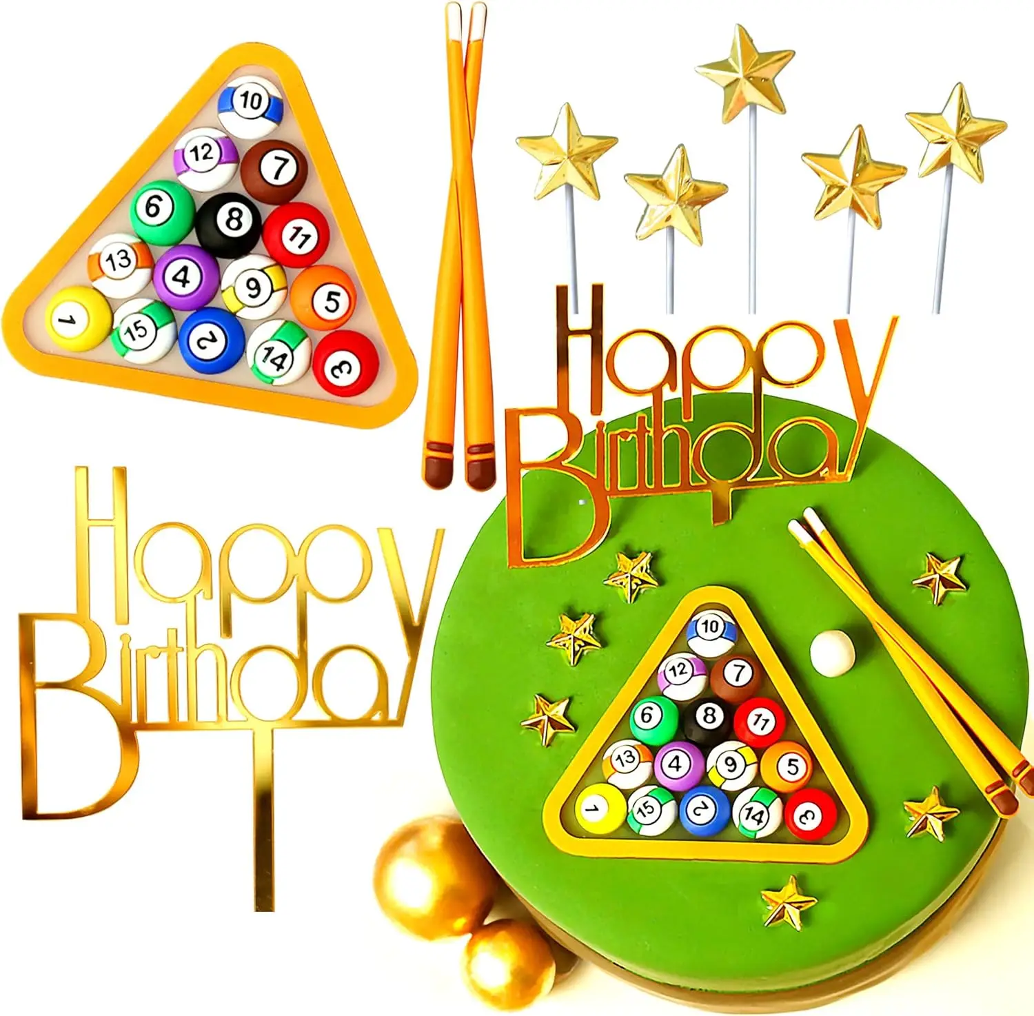 

Топпер для торта в виде бильярдного шара, украшение для дня рождения, декор для торта в стиле бильярд/пинг-понг