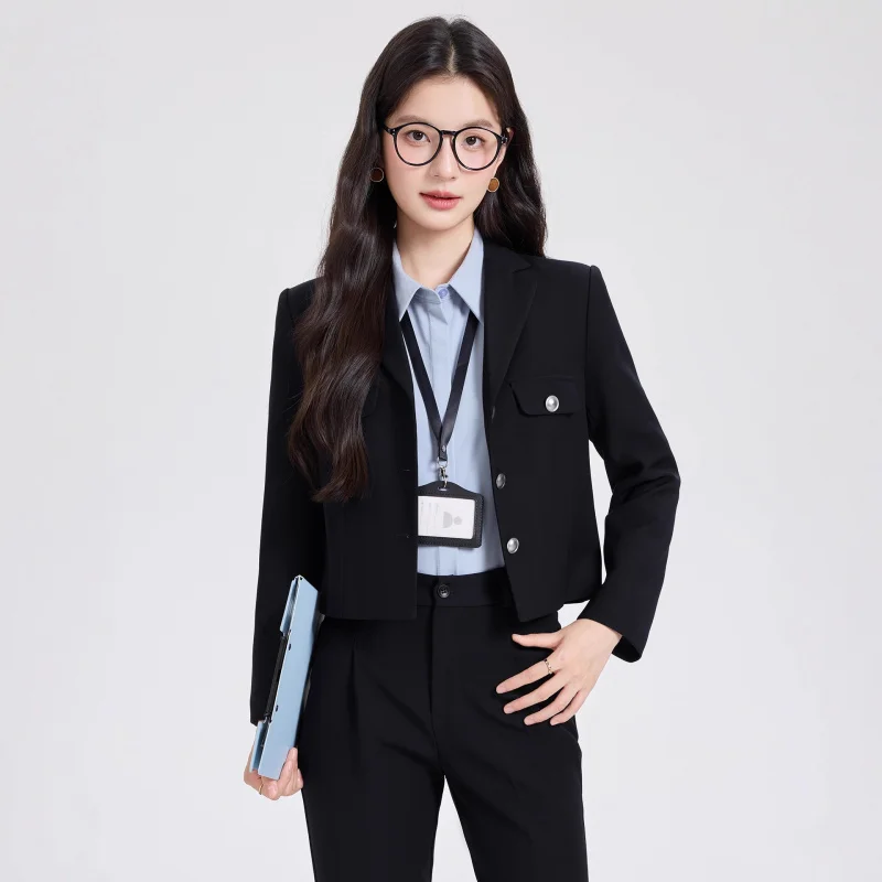 Apricot-colored suit for petite women2025New style women's short casual blazer for interviews in autumn