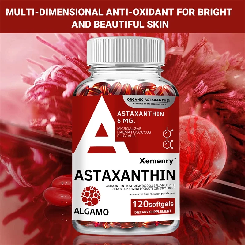 

Astaxanthin Supplement Capsules - Powerful Antioxidant, Supports Skin, Eyes, Gut Health, Exercise Recovery, and Immunity