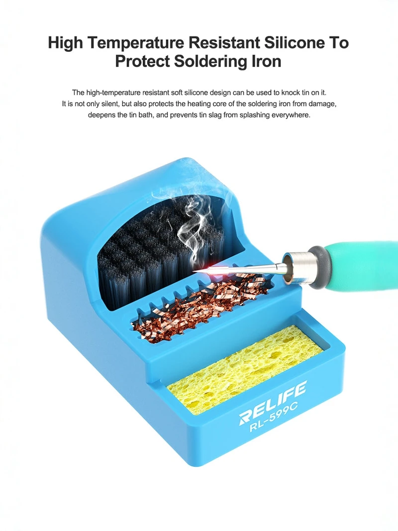 RELIFE RL-599C เครื่องมือทําความสะอาดปลายบัดกรีขนาดเล็ก 360 °   การทําความสะอาดโดยไม่ต้องมุมตาย การทําความสะอาดหัวเชื่อม ฟองน้ําแปรงเหล็ก