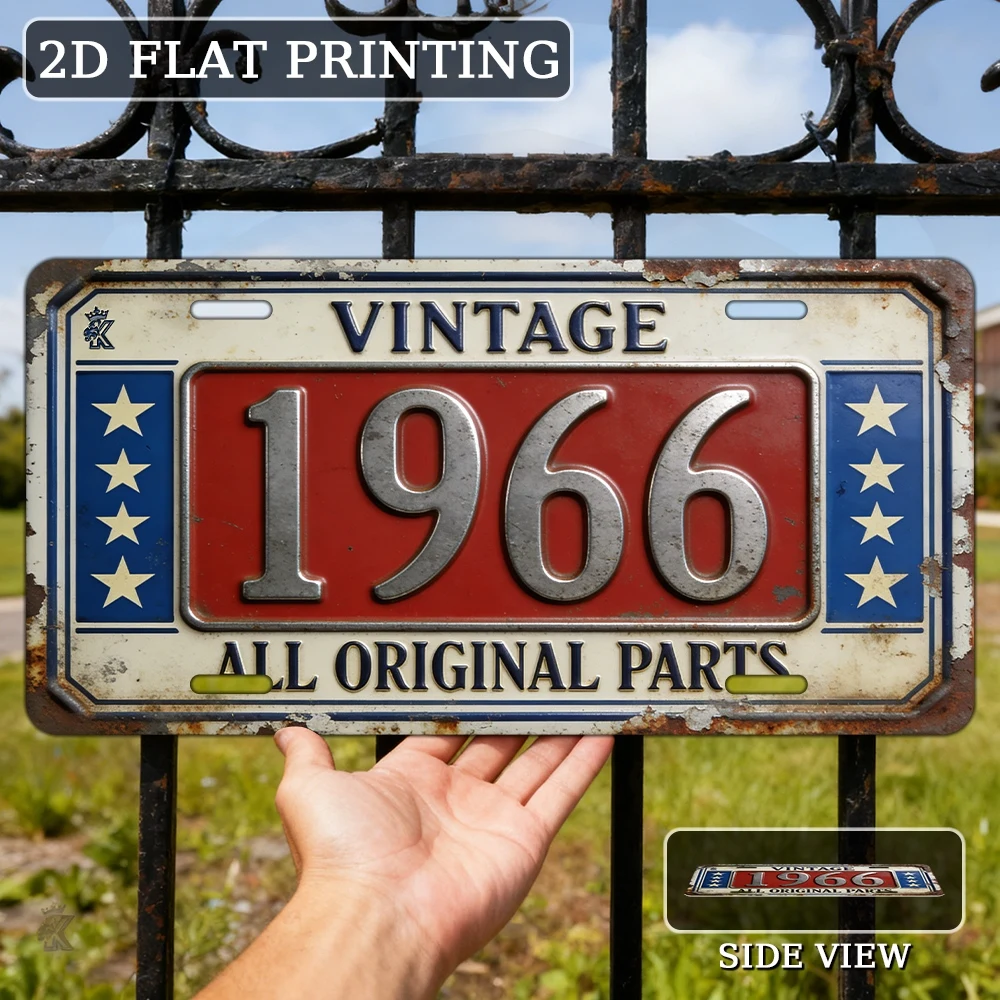 2D Flat, 2D Flat Surface, 6inch Piece, Vintage Metal Sign Decoration(12*1), VINTAGE 1966 ALL ORIGINAL PARTS, Decorative Sign,