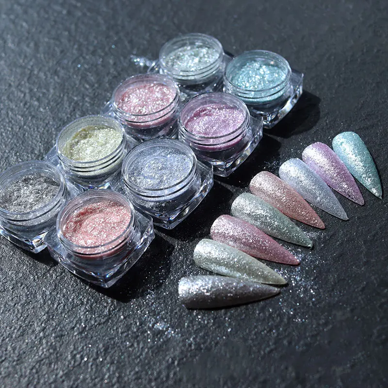 

8 jars/set Temperature Color-Change Nail Glitter Powder Aurora Untra-thin Thermal Nail Pigment Holographic Nail Powder FD192-S1