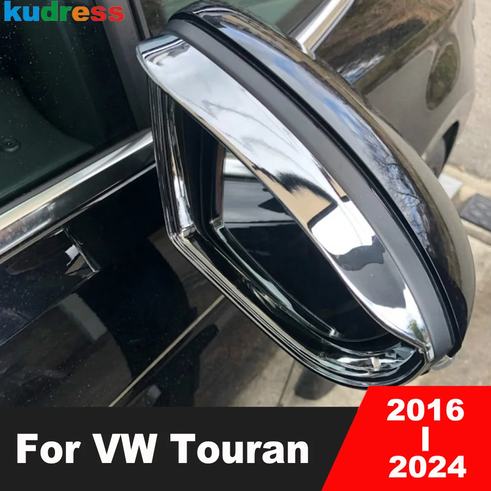 

Rearview Mirror Eyebrow Cover Trim For Volkswagen VW Touran 2016-2023 2024 Chrome Car Side Mirrors Rain Shield Sun Visor Frame