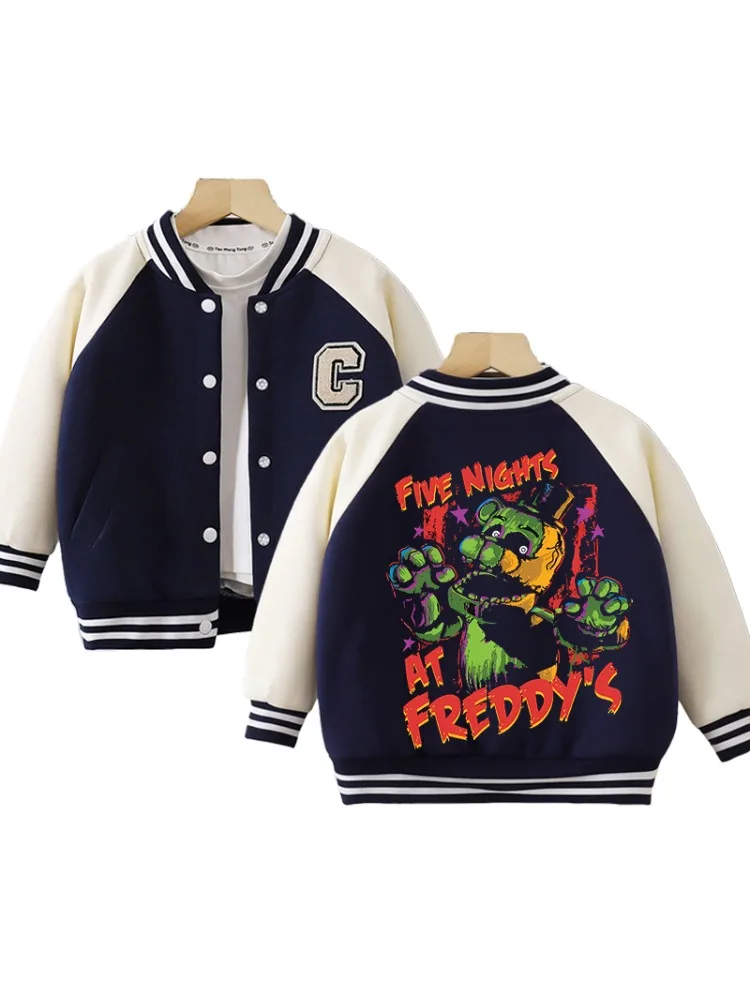 Kurtka baseballowa FNAF dla dzieci Five Nights At Freddy's Płaszcze Odzież dziecięca Harajuku Zimowe bluzki Prezent świąteczny dla dzieci — 2